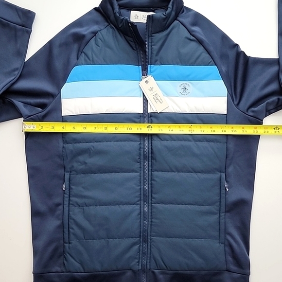 Original Penguin Mixed Media 70's Jacket Insulate Quilted Water Resist Navy Sz M - Picture 10 of 12